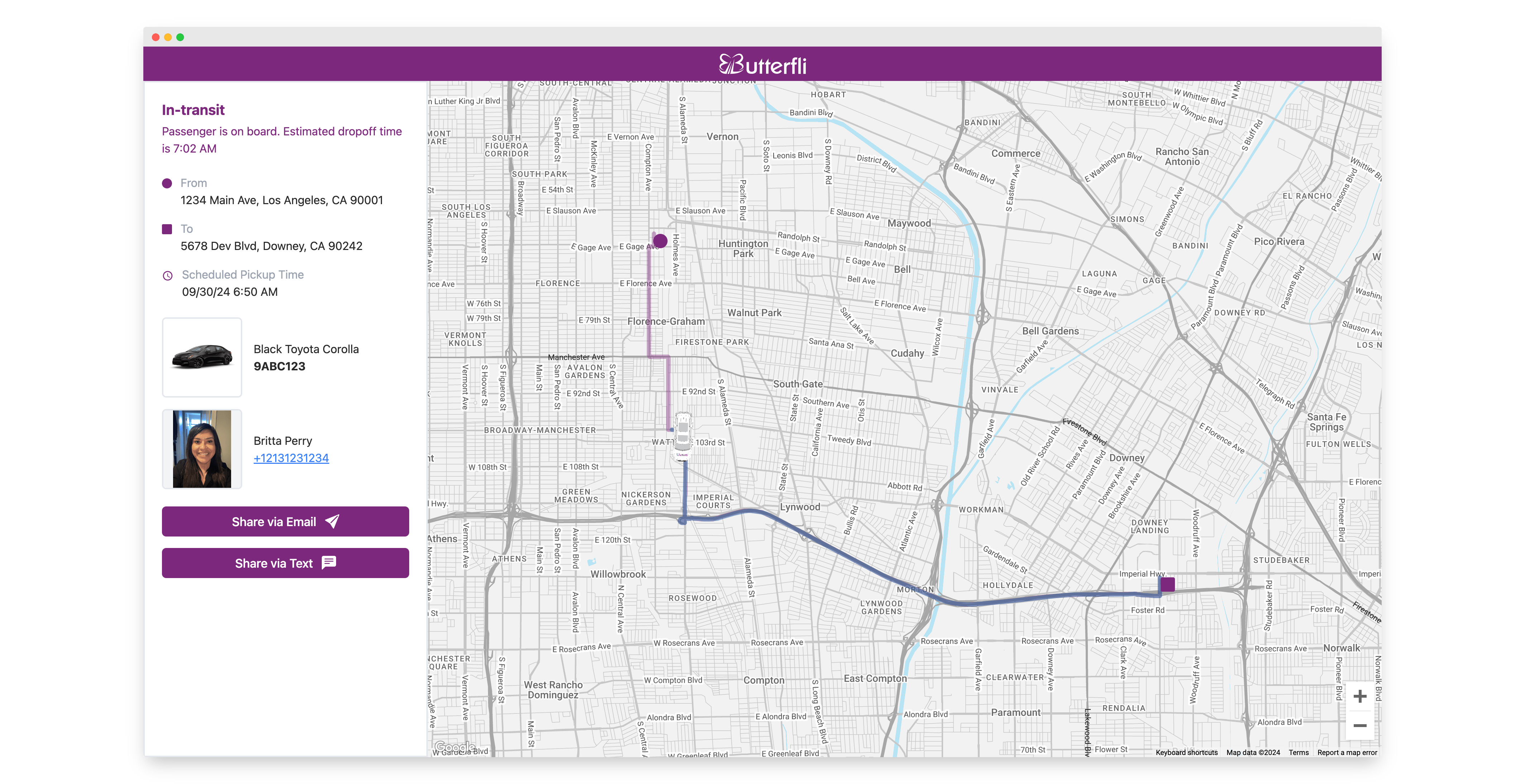 Screenshot of Non-Emergency Medical Transportation Platform